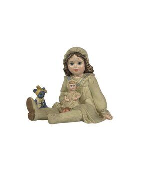 Jan Hagara Mini Figurine M11375 Renny Girl Doll Blue Teddy Collectible Thailand